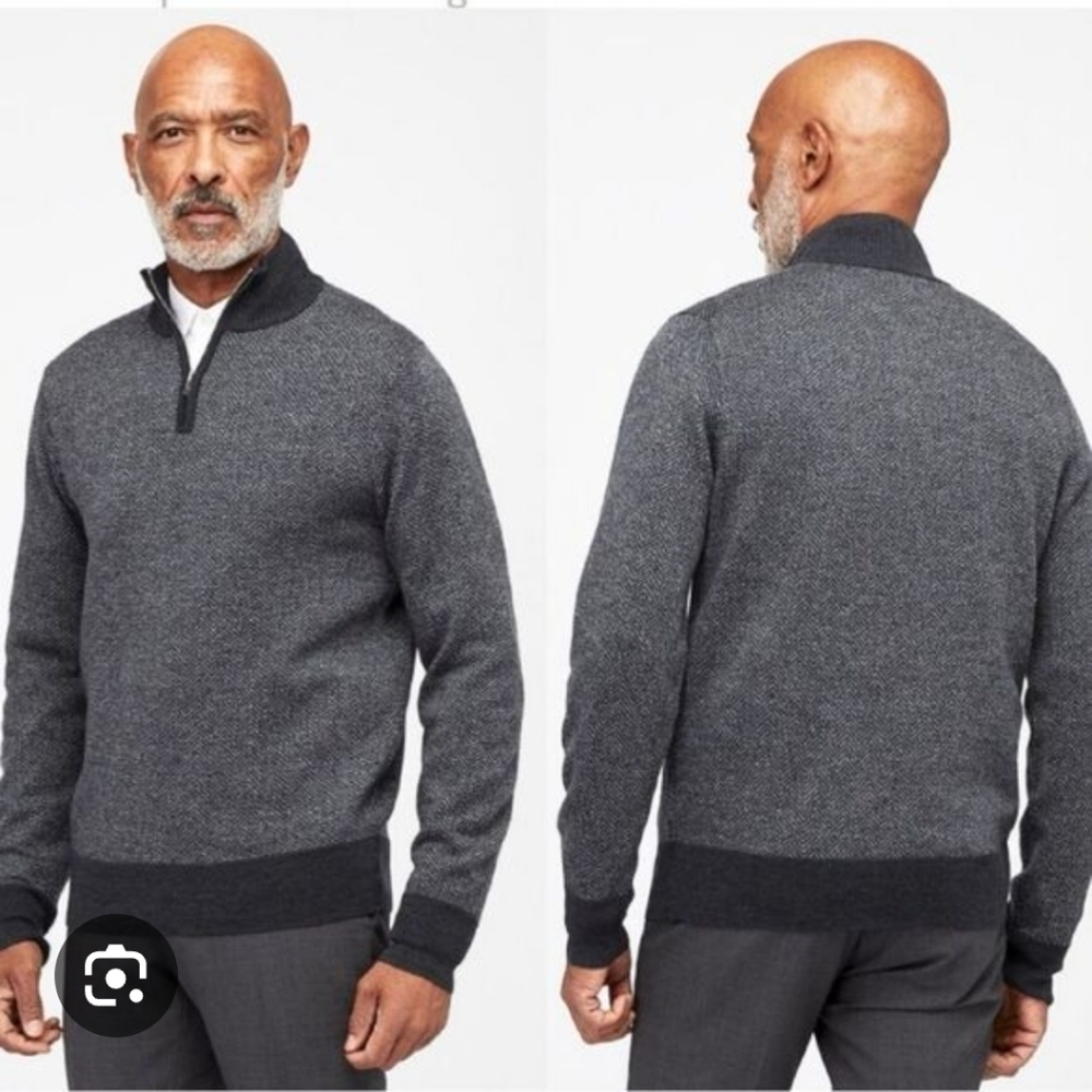 Bonobos 100% Merino Wool Quarter Zip Pullover Grey Preppy Grandpacore XL